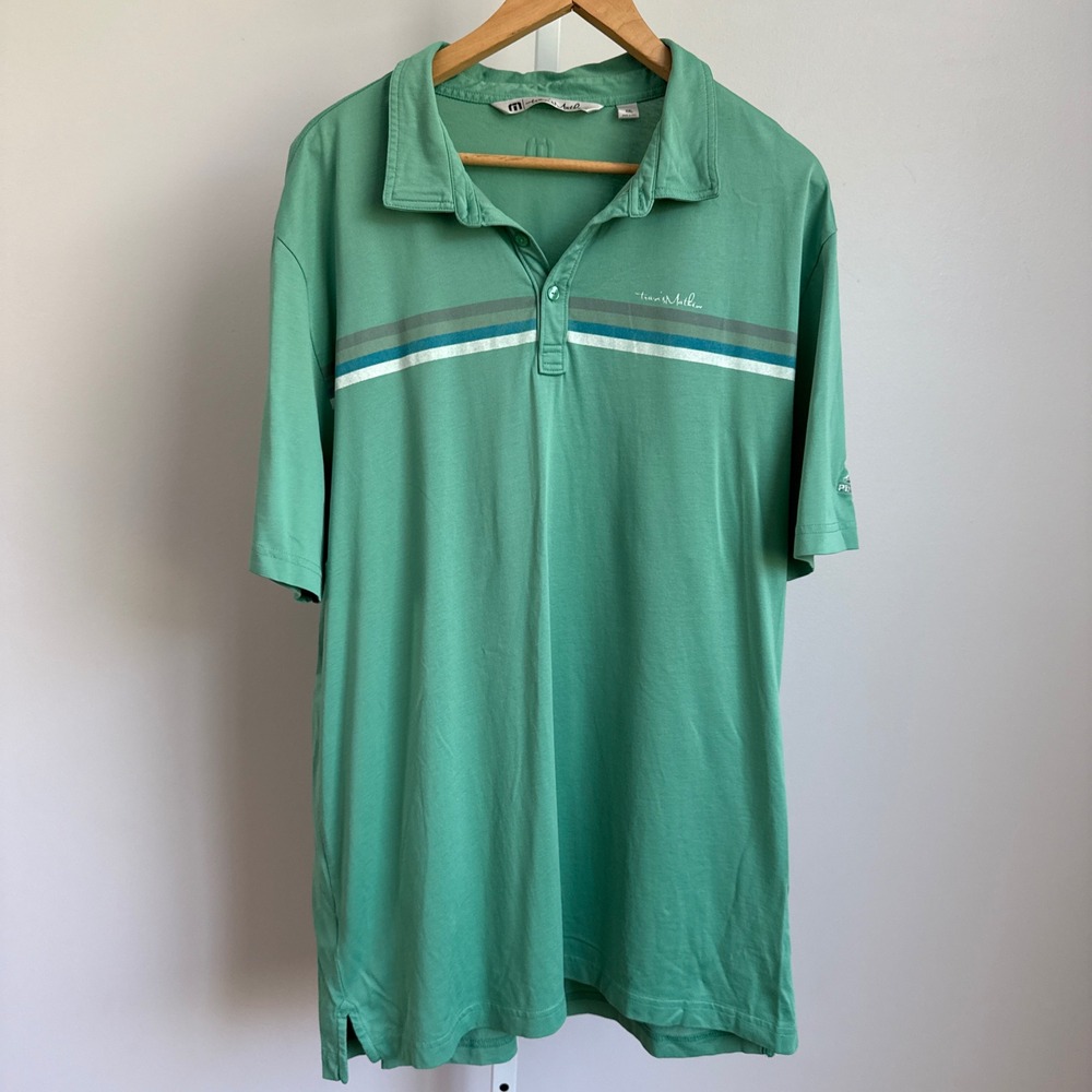 Travis Mathew Mens XXL Golf Polo Shirt Pinehurst‎ 1895 Green Striped